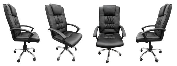 istock Black leather boss office chair set 1194557599