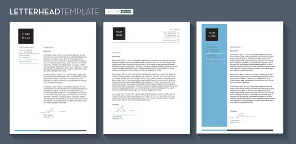 Vector illustration of Set of Generic Company Letterhead template design 8.5x11 inches