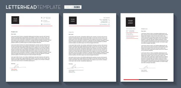 Vector illustration of Set of Generic Company Letterhead template design 8.5x11 inches