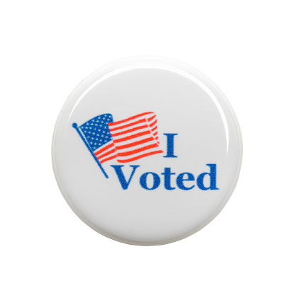 I Voted Button Isolated on White Background.