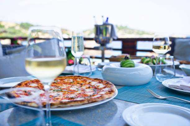 istock Dinner tables near the sea 1194562996