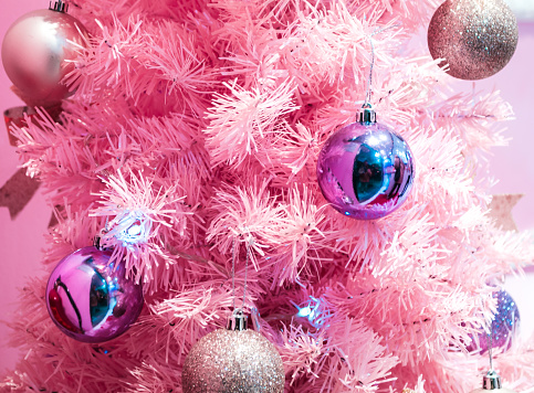 A minimal Pink Christmas Tree with pink background