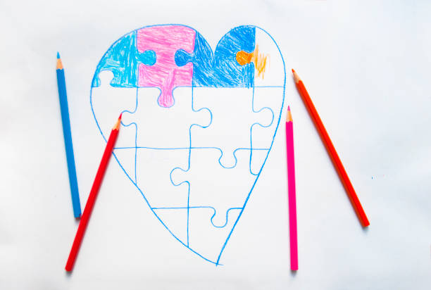 istock Colorful drawn heart on white background. 1194577888