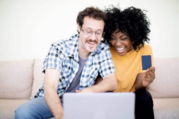 istock Young couple shopping online 1194579545