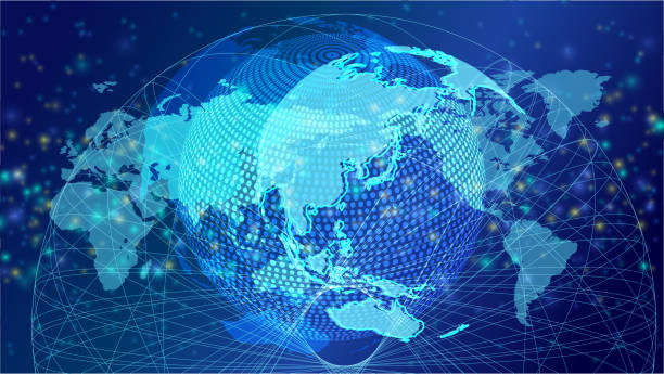 istock Cyber Digital Earth and world  network image and stock market 1194590174