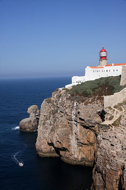 istock Wide Shot: Cape St. Vincent Lighthouse with Speedboat 119459135