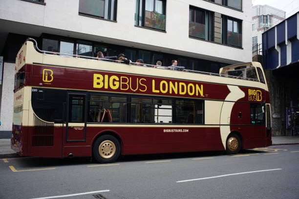 double deck tourist bus in London London, UK - 23 June 2019: capture the double deck tourist bus in the city. boris bus stock pictures, royalty-free photos & images