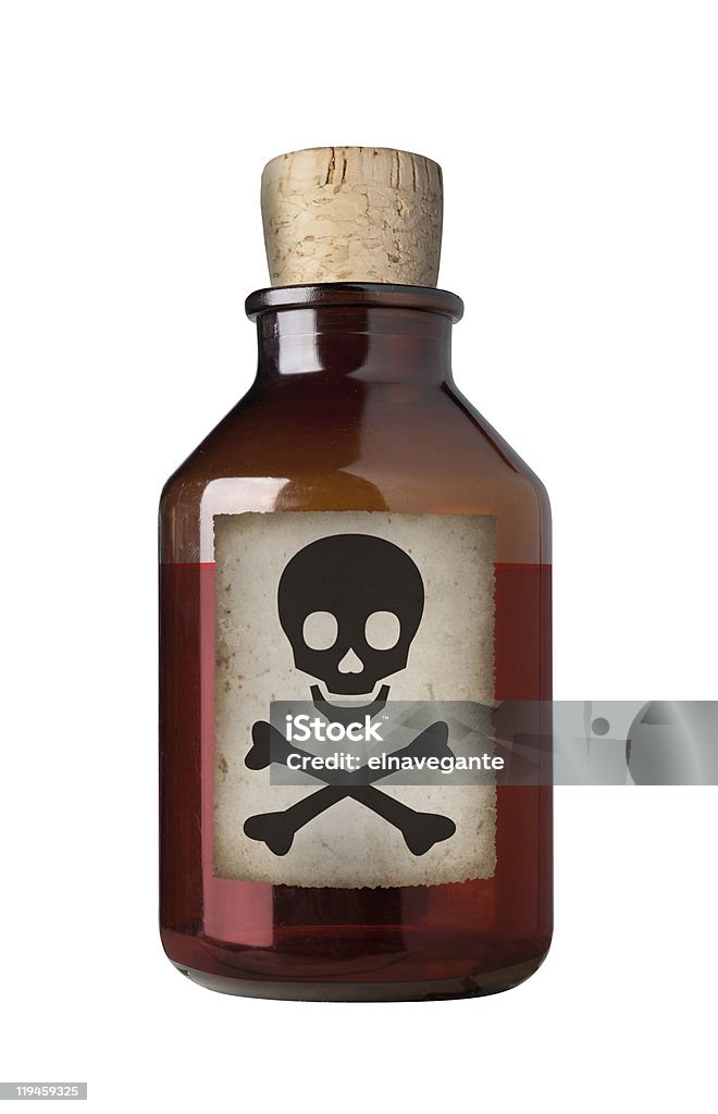 Old fashioned drug bottle, isolated.  Poisonous Stock Photo