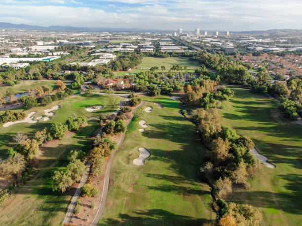istock Aerial view over golf field, Irvine, California 1194597727