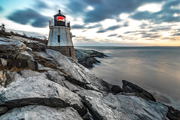 istock sunset in newport rhode island at castle hill lighthouse 1194598002