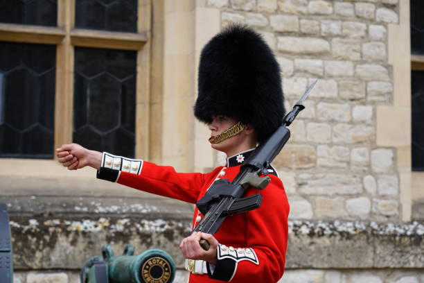 London, UK - 26 June 2019: Capturing the Guard Changing ceremony takes place outside Buckingham Palace.