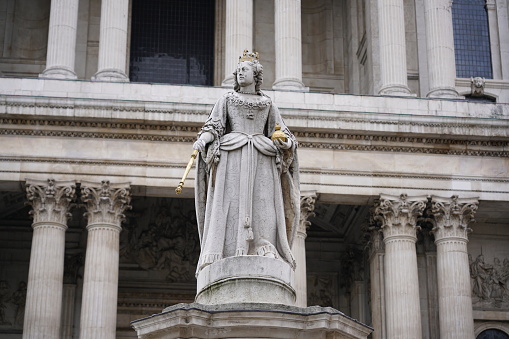 London, UK - 23 June 2019: Vintage statue outside St. Paul's Cathedral.