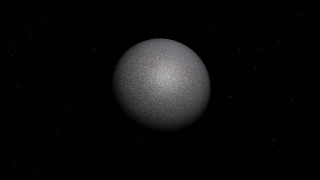 Animation of gray planet spinning around slowly. Rotating globe illustration in 4K