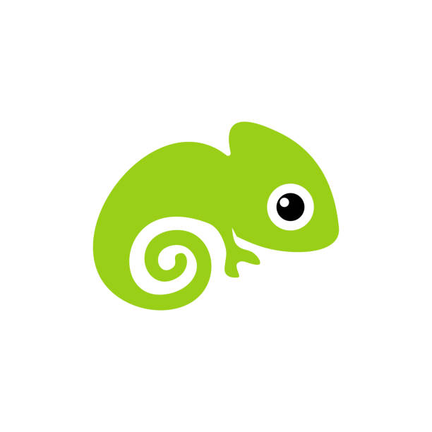 illustrazioni stock, clip art, cartoni animati e icone di tendenza di baby camaleonte cartone animato - nobody animals in the wild lizard reptile