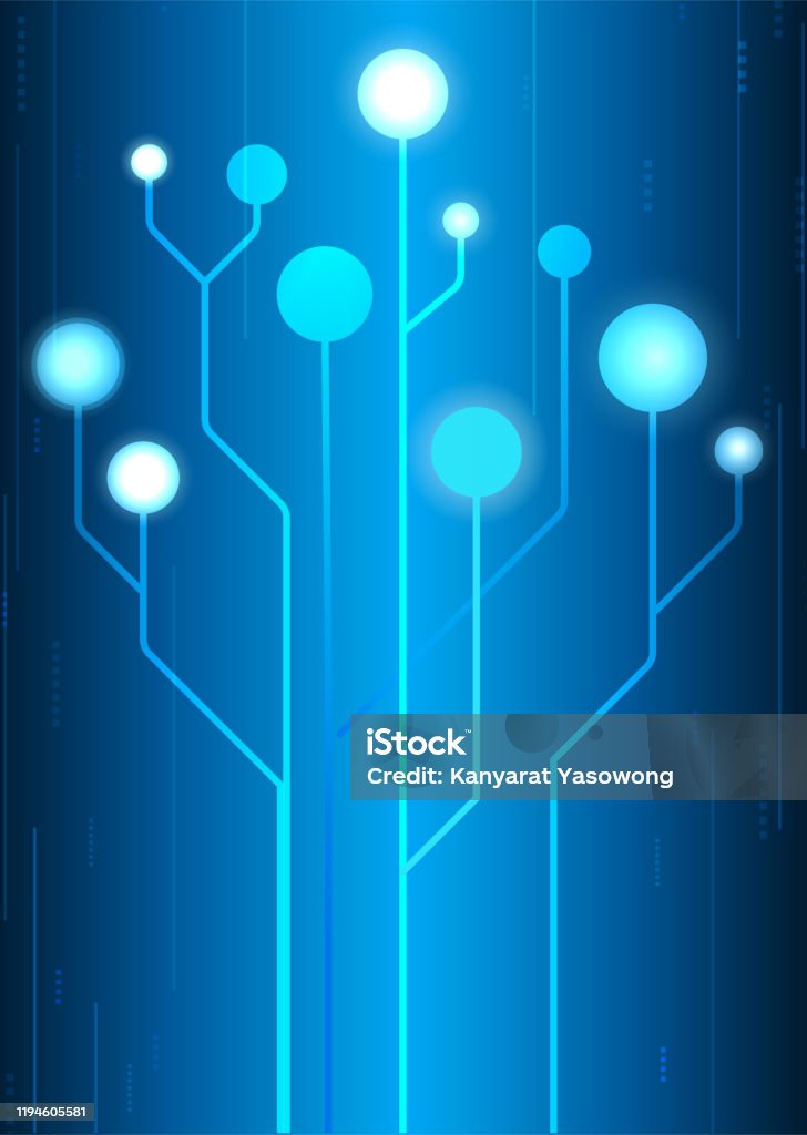 Blue Technology Tree Vector Technology Blue Background Vector Illustration Network Digital Tree ...