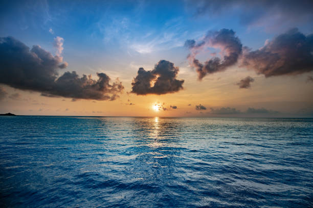 Fiery Backdrop Bright Illumination of the sea and sky