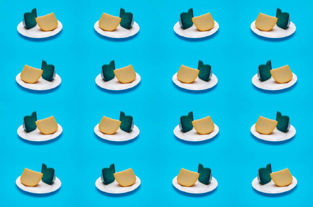 istock Collage with pieces of cheese on a plate on a blue background 1194607315