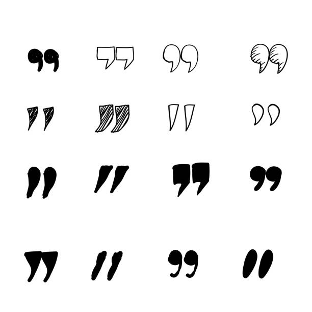ilustrații de stoc cu doodle ghilimele vector în stil handdrawn - ghilimele