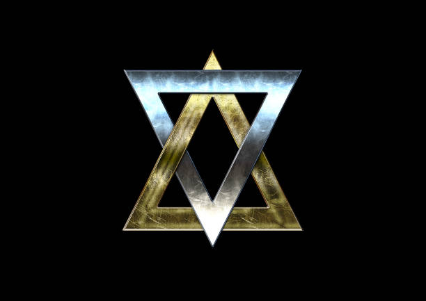 Abstract six-pointed star design combining metal triangles