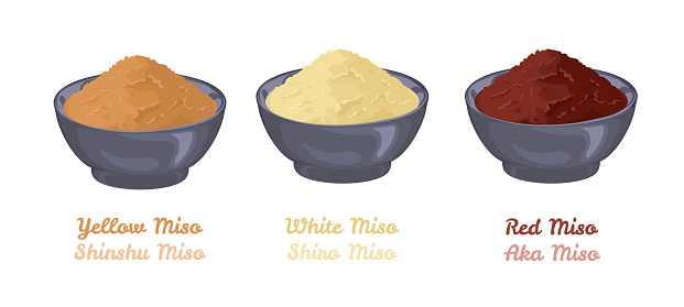 Hilsen spørge Bage Miso Paste In Bowls Isolated On White Background Set White Shiro Miso  Yellow Shinshu Miso Red Aka Miso Vector Illustration Of Japanese  Traditional Food In Cartoon Flat Style Stock Illustration - Download