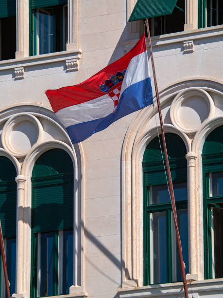 istock Croatian flag in display in Split, Adriatic Coast, Croatia 1194613293