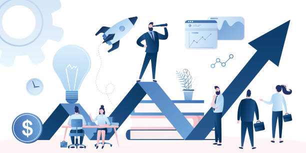 Corporate governance concept. Business leadership, managing skills, leadership training plan and success achievement. vector art illustration
