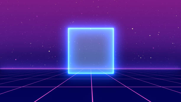 istock 80s Retro Sci-Fi Background Futuristic Grid landscape. Digital cyber surface style of the 1980`s. 3D illustration 1194614156