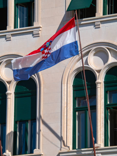 istock Croatian flag in display in Split, Adriatic Coast, Croatia 1194614372