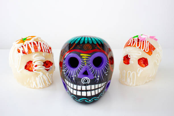 istock Day of the dead sugar skull on a white background 1194616676