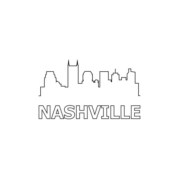 Nashville skyline and landmarks silhouette black vector icon. Nashville panorama. United States of America. USA Nashville skyline and landmarks silhouette black vector icon. Nashville panorama. United States of America. USA nashville stock illustrations