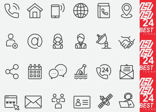 Vector illustration of Contact Line Icons