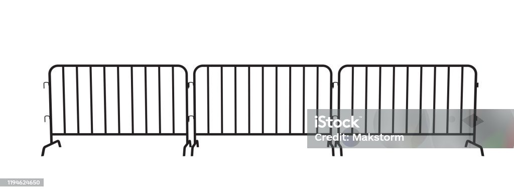 of Teleurgesteld Kind Urban Portable Steel Barrier Black Silhouette Of A Barrier Fence On A White  Background Stock Illustration - Download Image Now - iStock