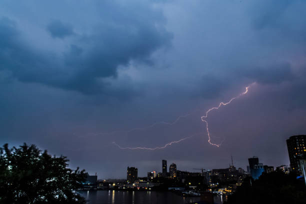 istock Lightning during thunderstorm in the sky. Natural phenomenon of 1194625459