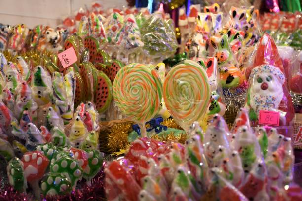 istock Lollipops in a Christmas Market 1194625735
