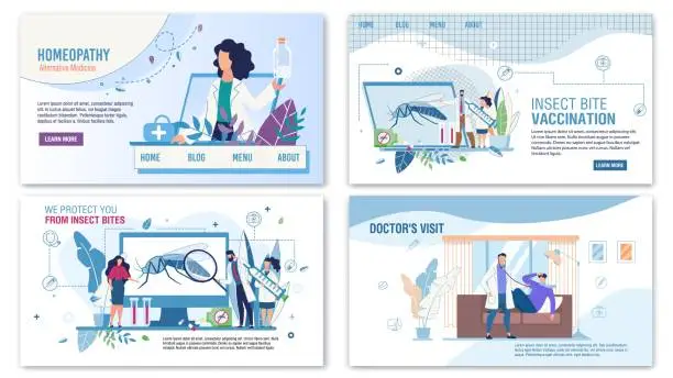 Vector illustration of Medical Services for Help Flat Landing Page Set