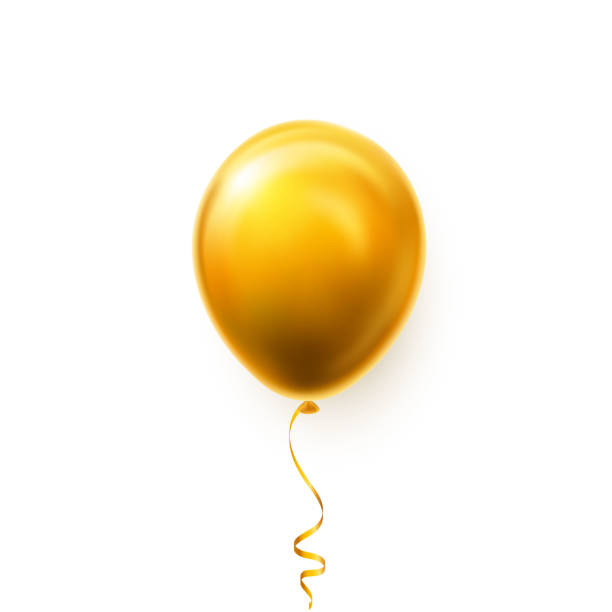 istock Realistic golden balloon on white background with shadow. Shine helium balloon for wedding, Birthday, parties. Festival decoration. Vector illustration 1194627790