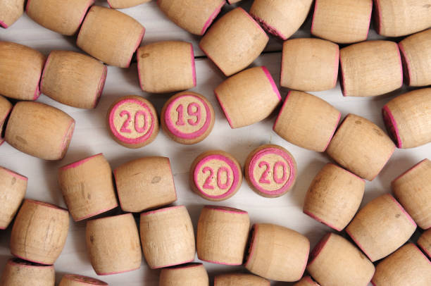 istock Lotto kegs with New Year calendar dates 1194629265