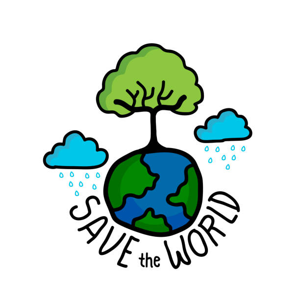 Vector Illustration With The Inscription Save The Planet Trees And
