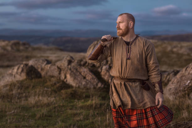 istock Scottish Redhead Warrior wearing a kilt 1194643658