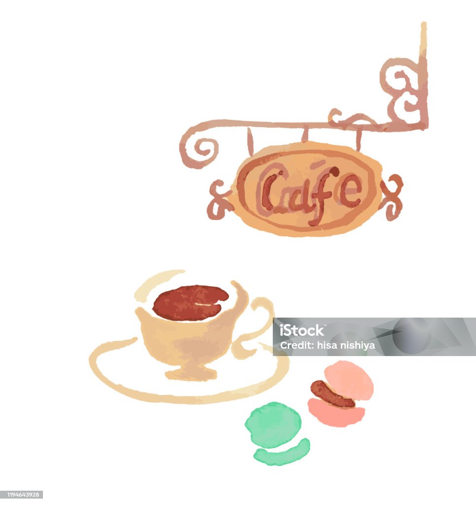 Bảng Hiệu Quán Cà Phê Và Ly Cà Phê Và Macaroon Hình minh họa Sẵn ...
