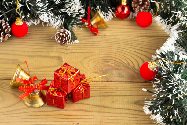 istock Christmas decoration on wooden table 1194644010