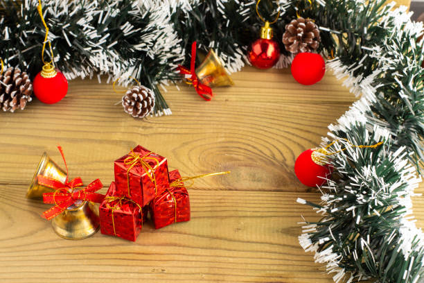 istock Christmas decoration on wooden table 1194644032
