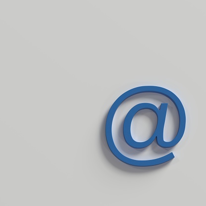 email, blue, sign, 3d rendering, white background