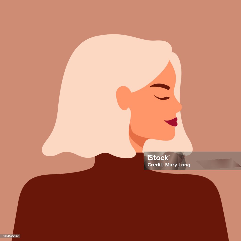 Portret van een sterke mooie vrouw in profiel met blond haar. - Royalty-free Volwassen vrouwen vectorkunst