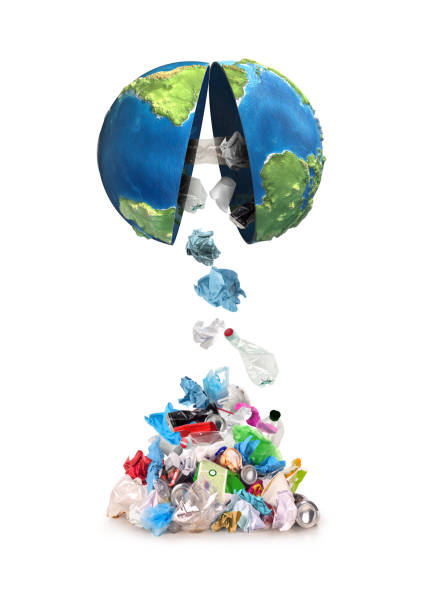 istock eco concept, earth planet broken and garbage falling on heap isolated, 3d illustration 1194646351