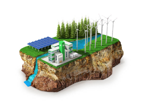 istock ecology factory landscape, 3d illustration 1194646387
