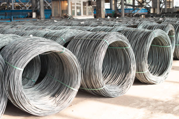 istock Metallurgical production. Wire rods or coils for industrial use. 1194646462