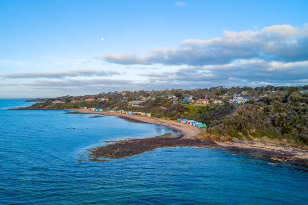 istock Mount Eliza coastline at sunset - aerial view 1194647247