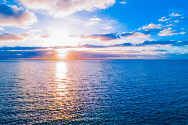 istock Beautiful sunset over water - minimalist seascape 1194647290