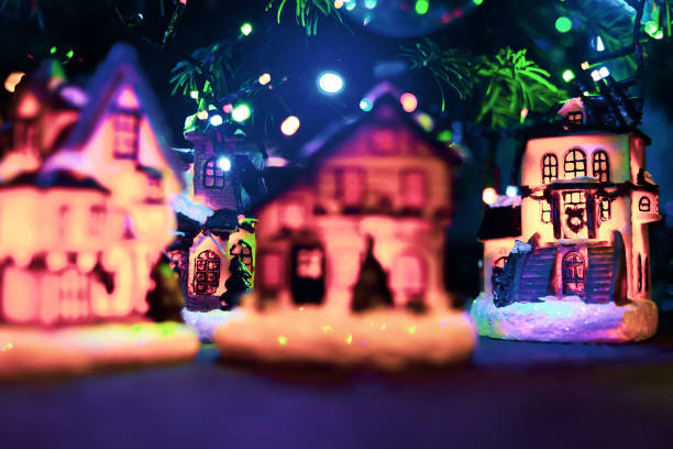 istock Christmas scenery small houses light decoration 1194647301